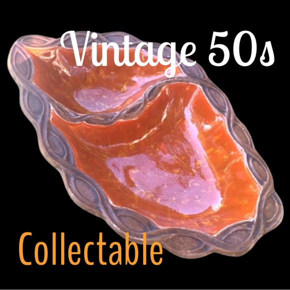 MID CENTURY POTTERY 2 Sided Party/or Snack Dish